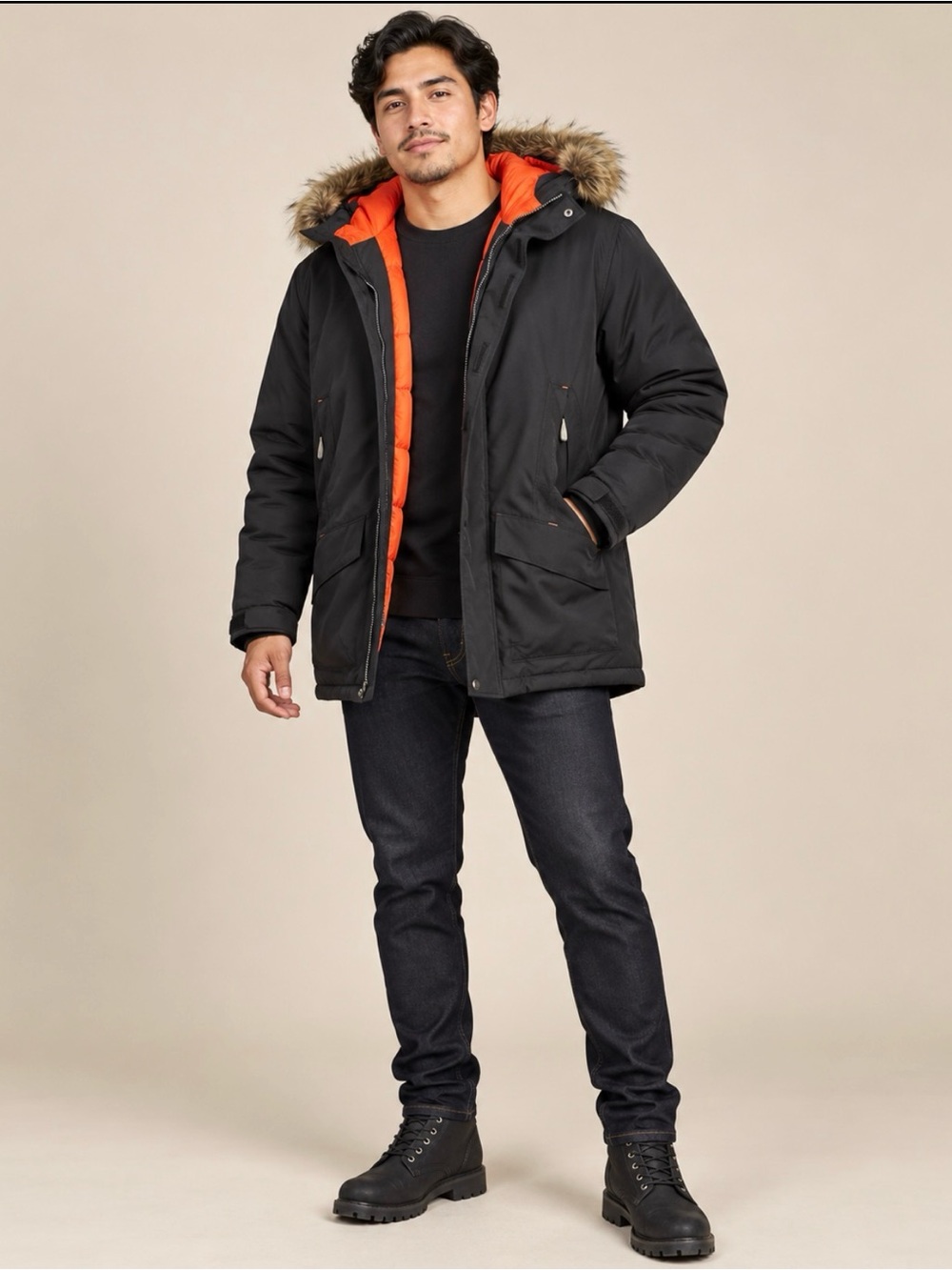 Timberland Weathergear Faux Fur Hooded Parka XL Men's Down Jacket